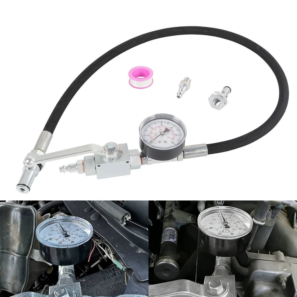 High pressure IPR air test tool with pressure gauge, hose, and valve assembly