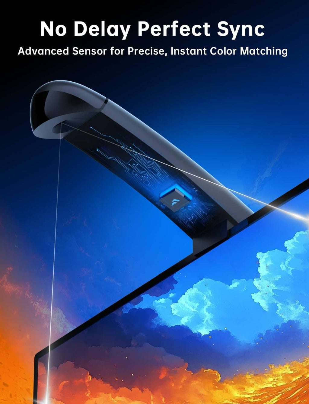 TV LED backlight with long sensor bar for instant color matching and sync