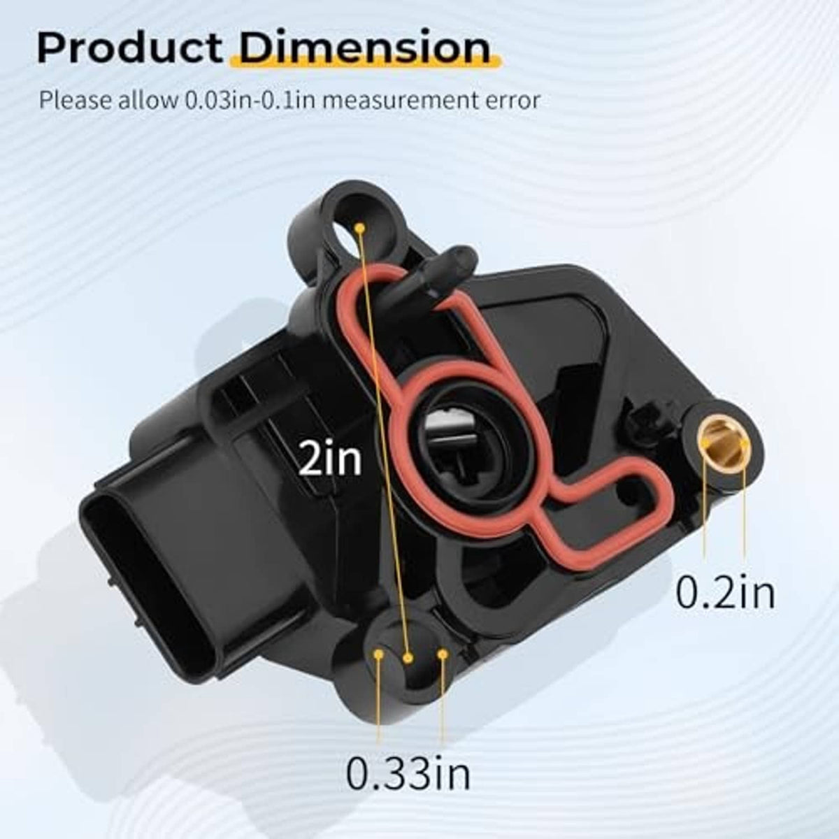 Throttle position sensor, black body with circular sensor opening and red gasket outline