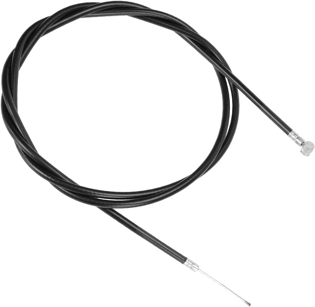 Universal throttle cable with coiled black housing and silver barrel ends.