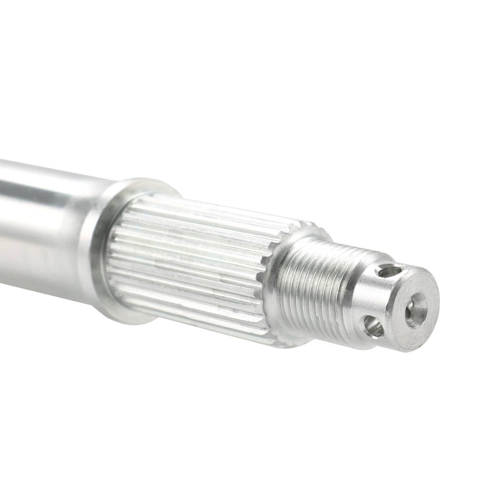 Rear axle shaft with splined end for wheel hub nut