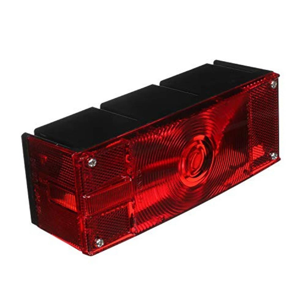 Red side-view tail light with ribbed lens texture and black plastic housing