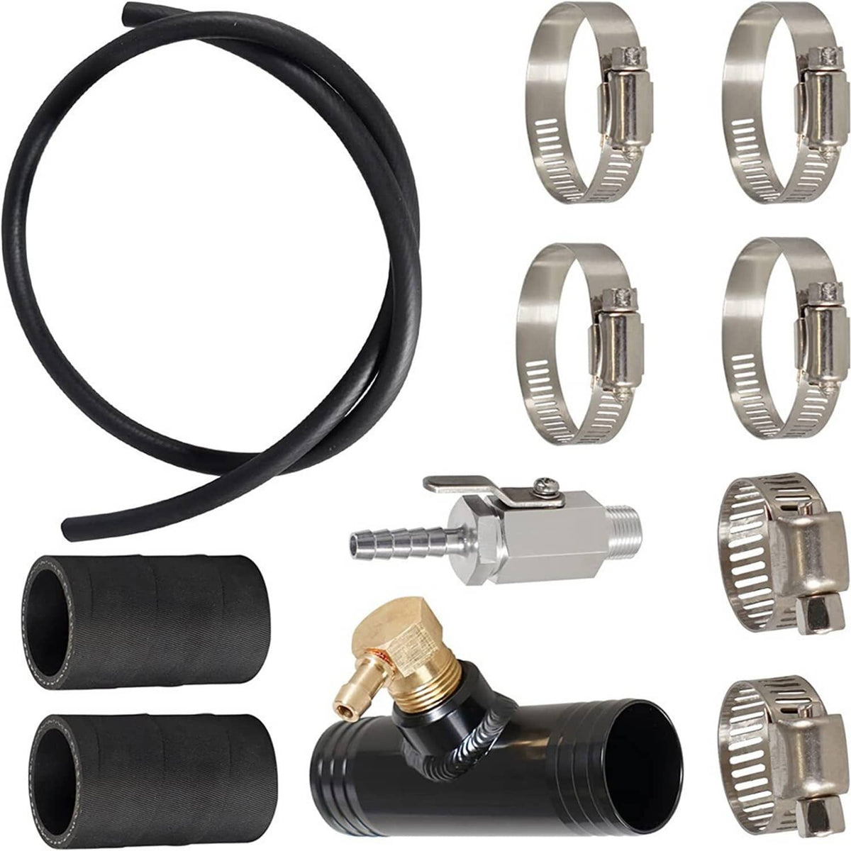 Diesel auxiliary fuel tank installation kit hose with metal fittings and pipe clamps