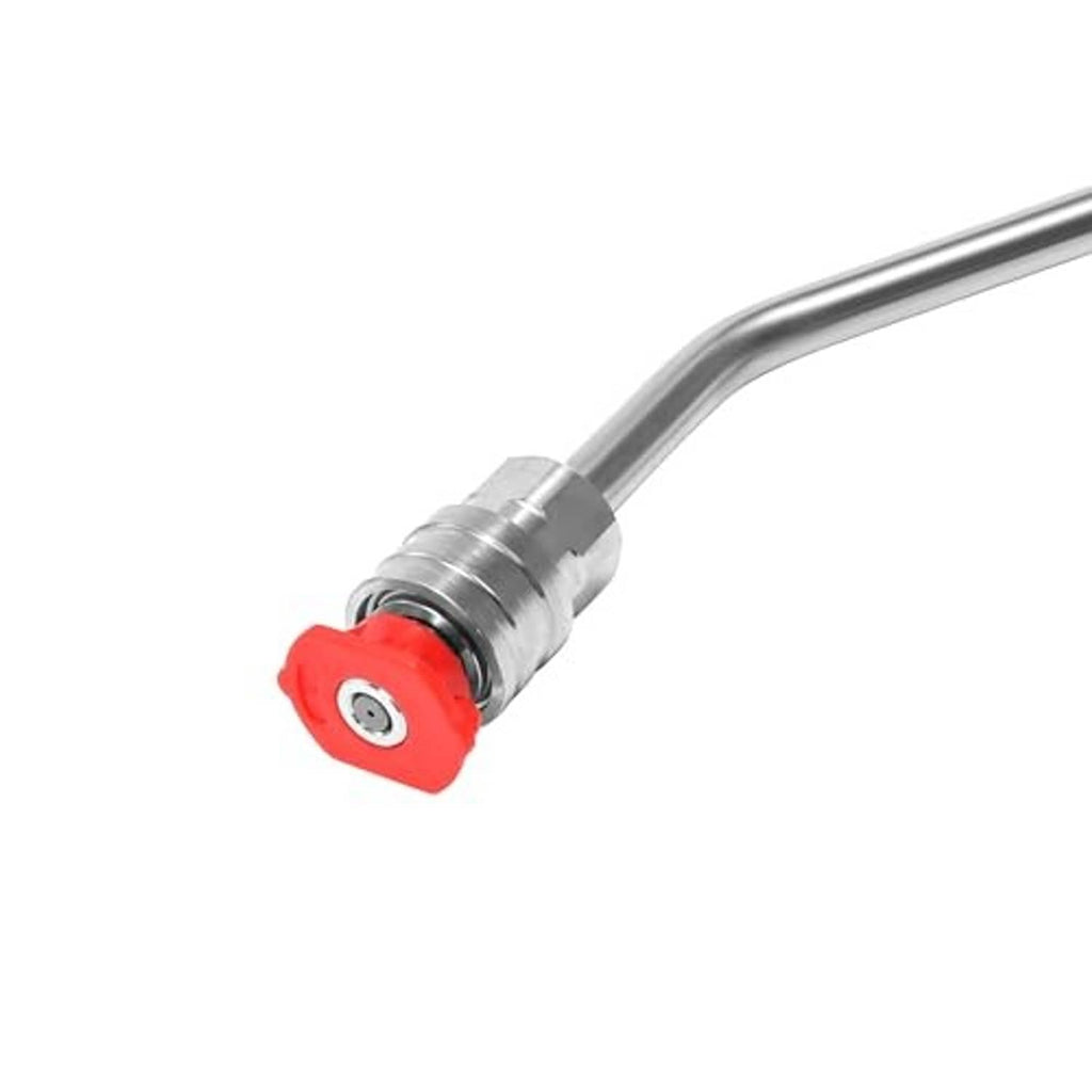 Pressure washer extension wand quick-connect coupler with red release ring