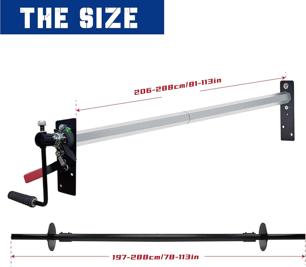 Telescoping dump truck tarp support frame with mounting brackets and crank handle