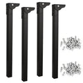 Black metal folding table legs with brackets and hinges, set of 4