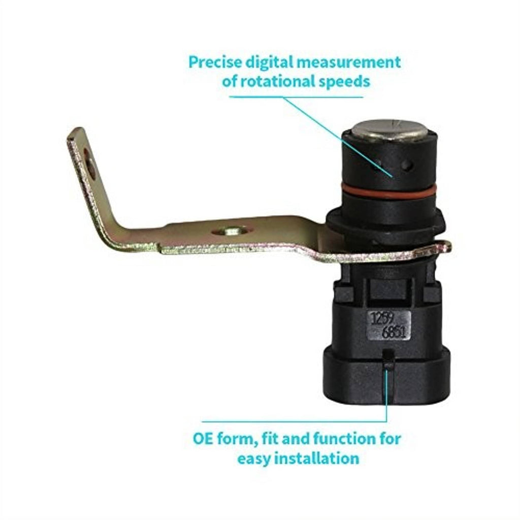 Crankshaft position sensor with metal mounting arm and black sensor body
