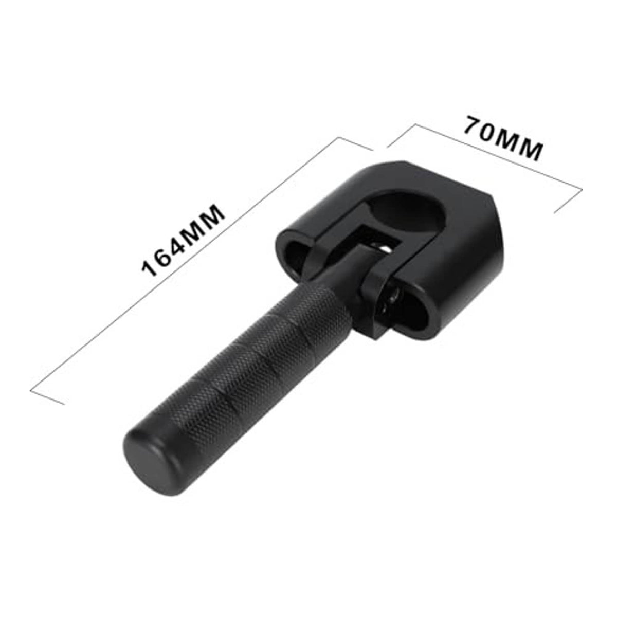 Black textured motorcycle footpeg with 70mm labeled mount housing