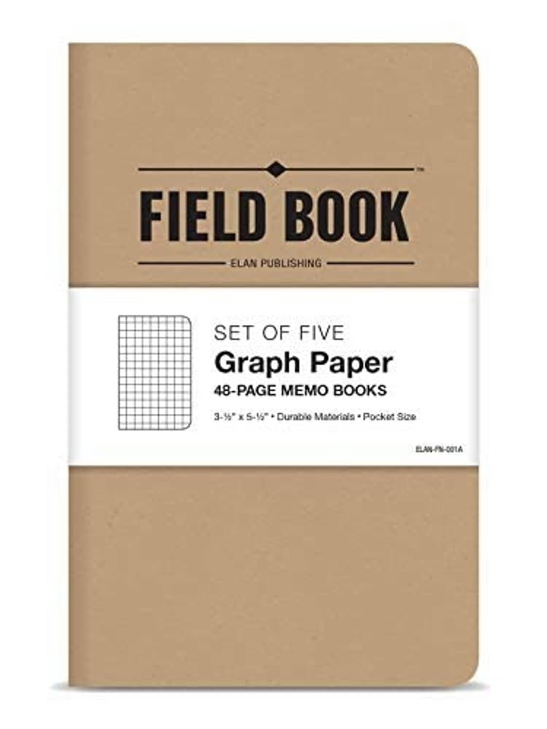 Kraft pocket graph paper notebook cover with 'FIELD BOOK' title and set info