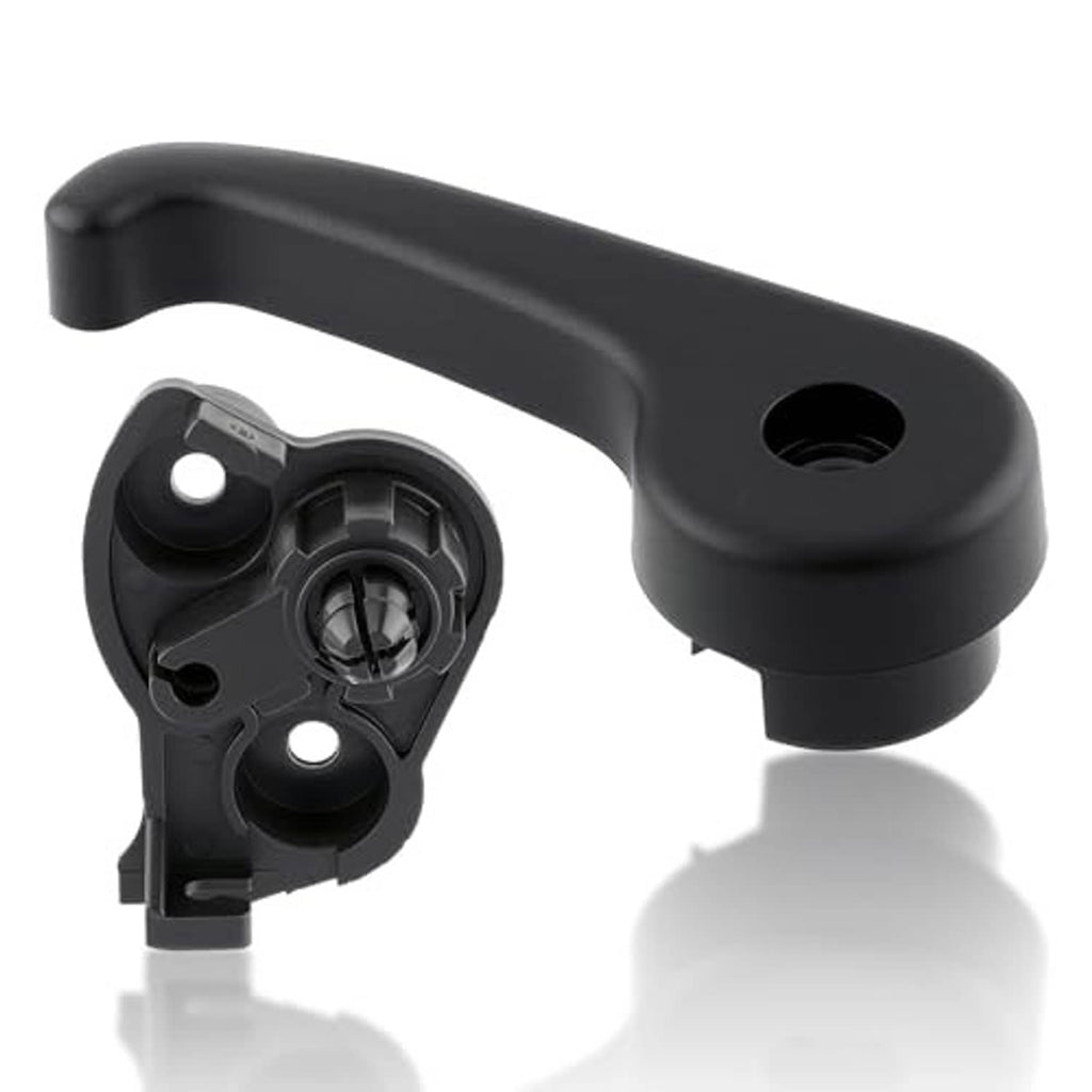Black hood latch release handle with attached latch bracket and pivot sockets