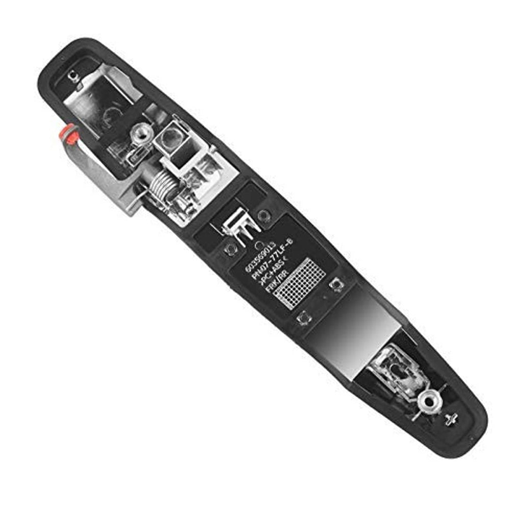 Front passenger exterior door handle underside with mounting slots and latch