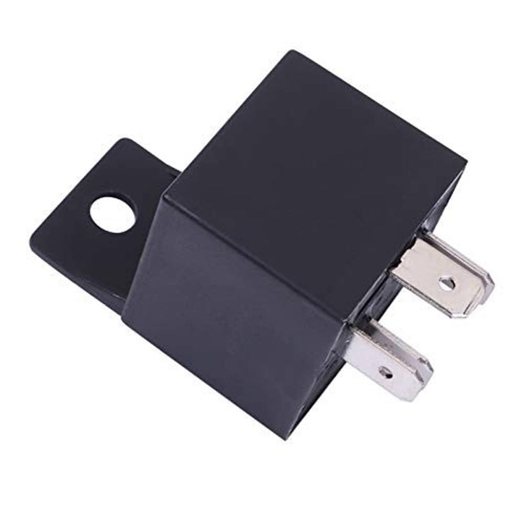 Compact black relay module with two metal prongs and mounting bracket