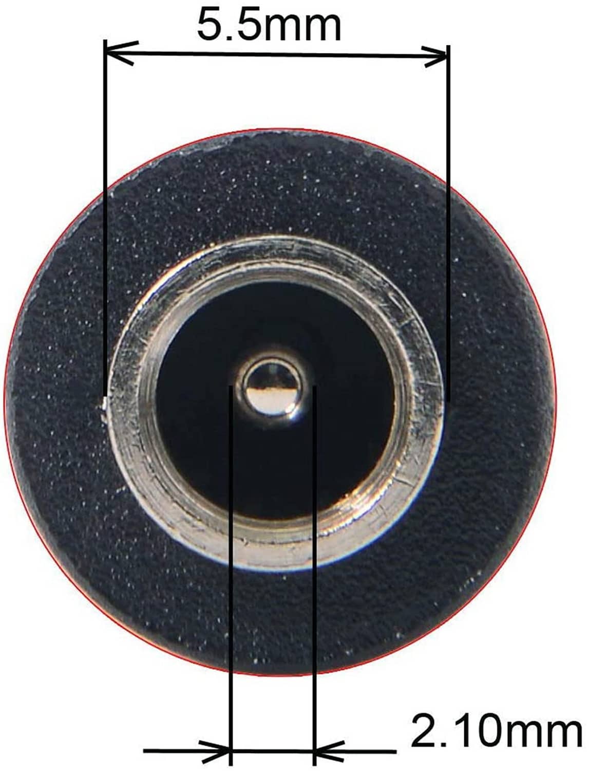 Black 5.5x2.1mm DC female barrel socket connector with metal center pin