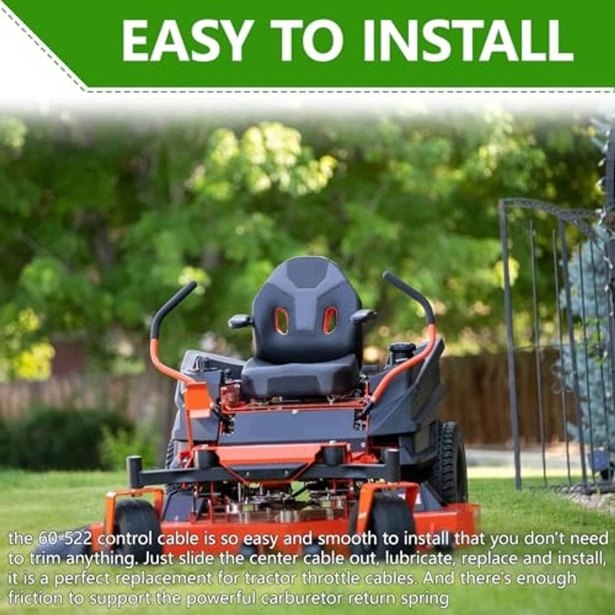 Lawn mower with throttle control cable installed near the operator area