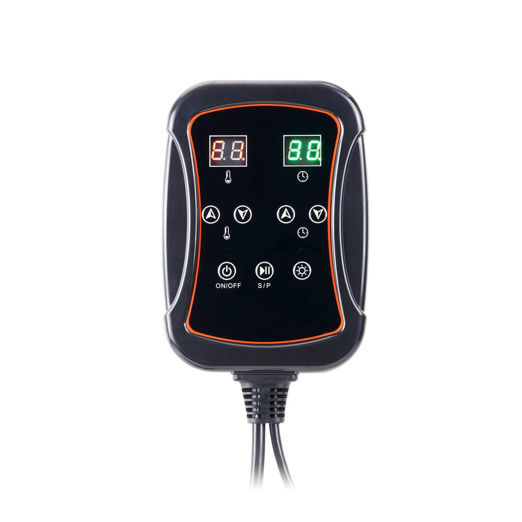 Infrared sauna blanket controller with dual digital displays and orange control lines