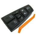 Black power window switch with L/R controls and mirror/defrost function buttons.