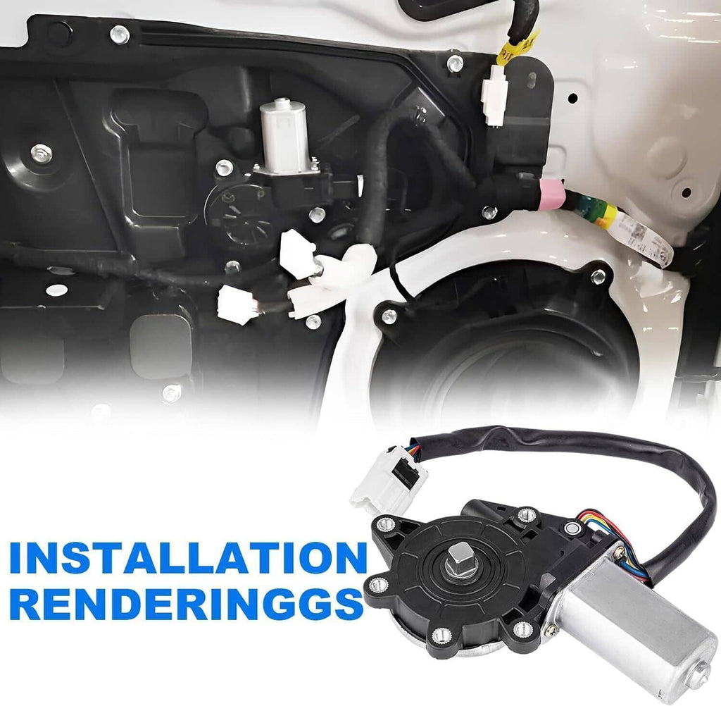 Right power window lift motor with white connector and black mounting housing