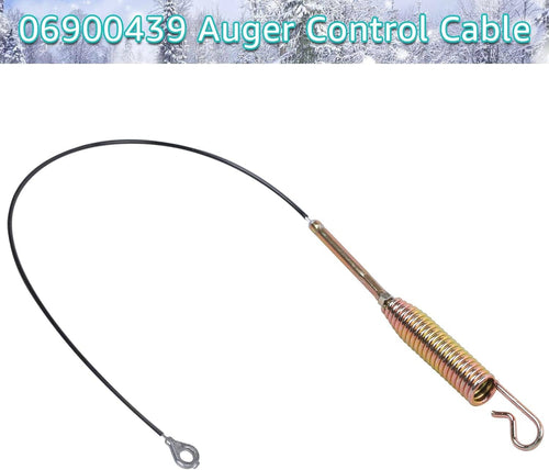 Auger control cable with black wire, metal spring, and hook/loop ends