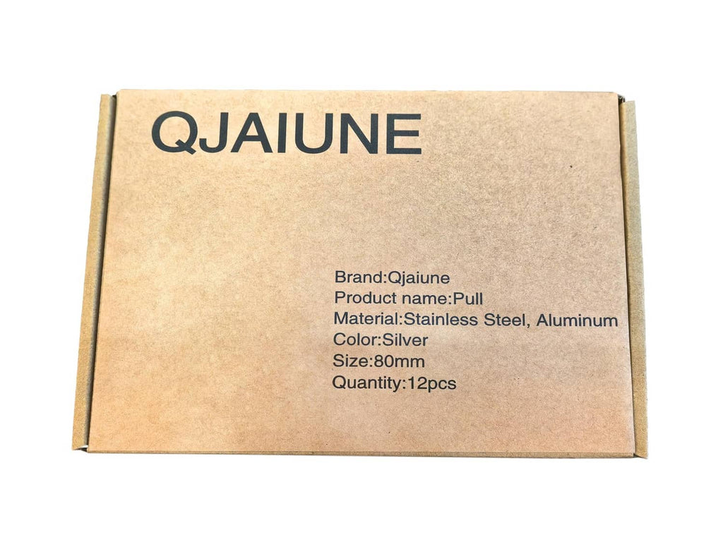 Qjaiune back-mount finger pull product box label with material and size details