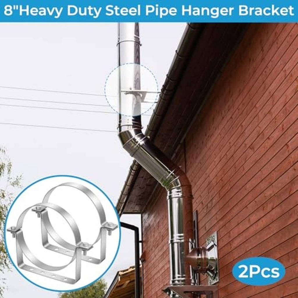 Stainless steel split-ring pipe hanger bracket with side mounting clamps