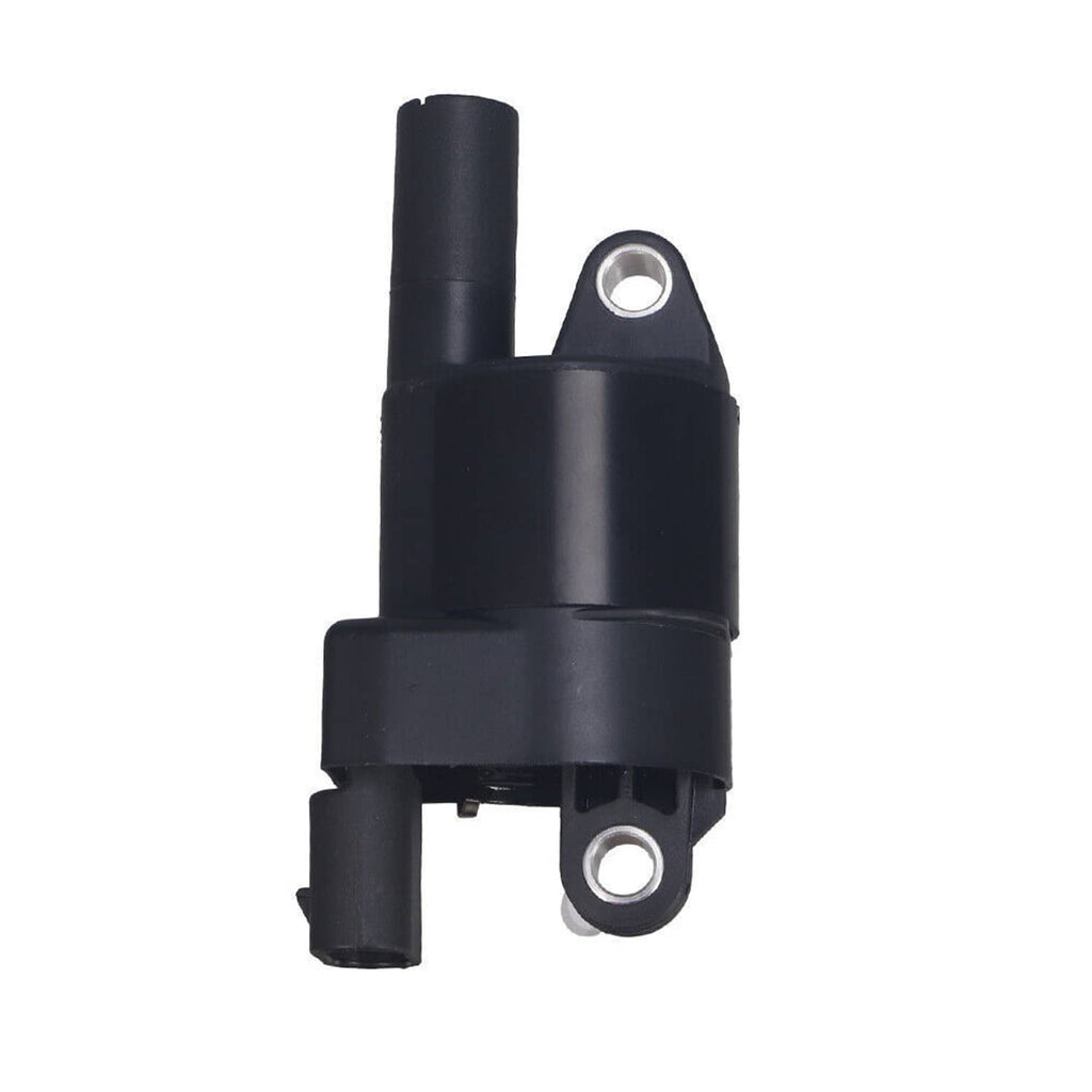 Black ignition coil with mounting bracket and electrical connector