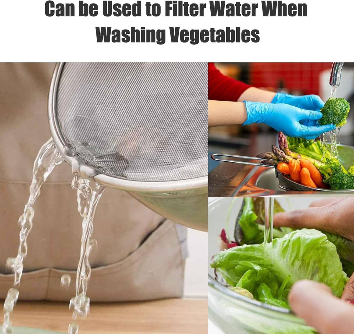 Stainless splatter screen over a bowl, fine mesh holds back splashes while draining