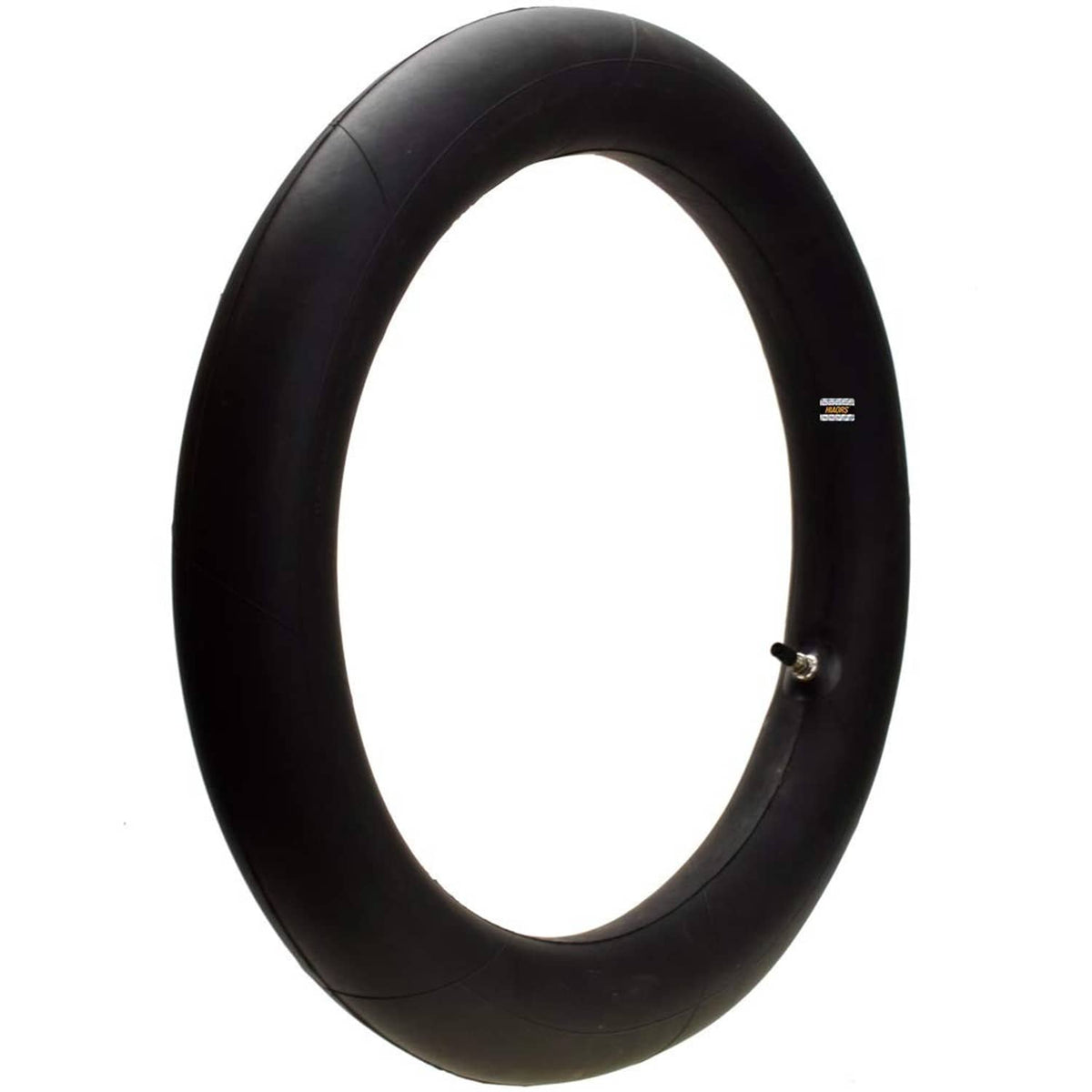 Black dirt bike inner tube with valve and 3.00/3.25/3.50-16 marking