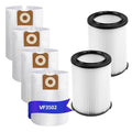 Replacement wet vacuum filter set, pleated white cartridges with black end rings
