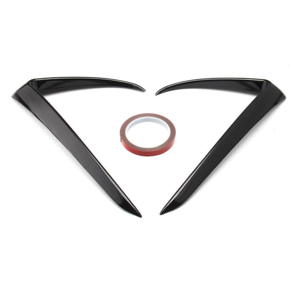 Gloss black fog light eyebrow cover trim set, curved triangular side pieces