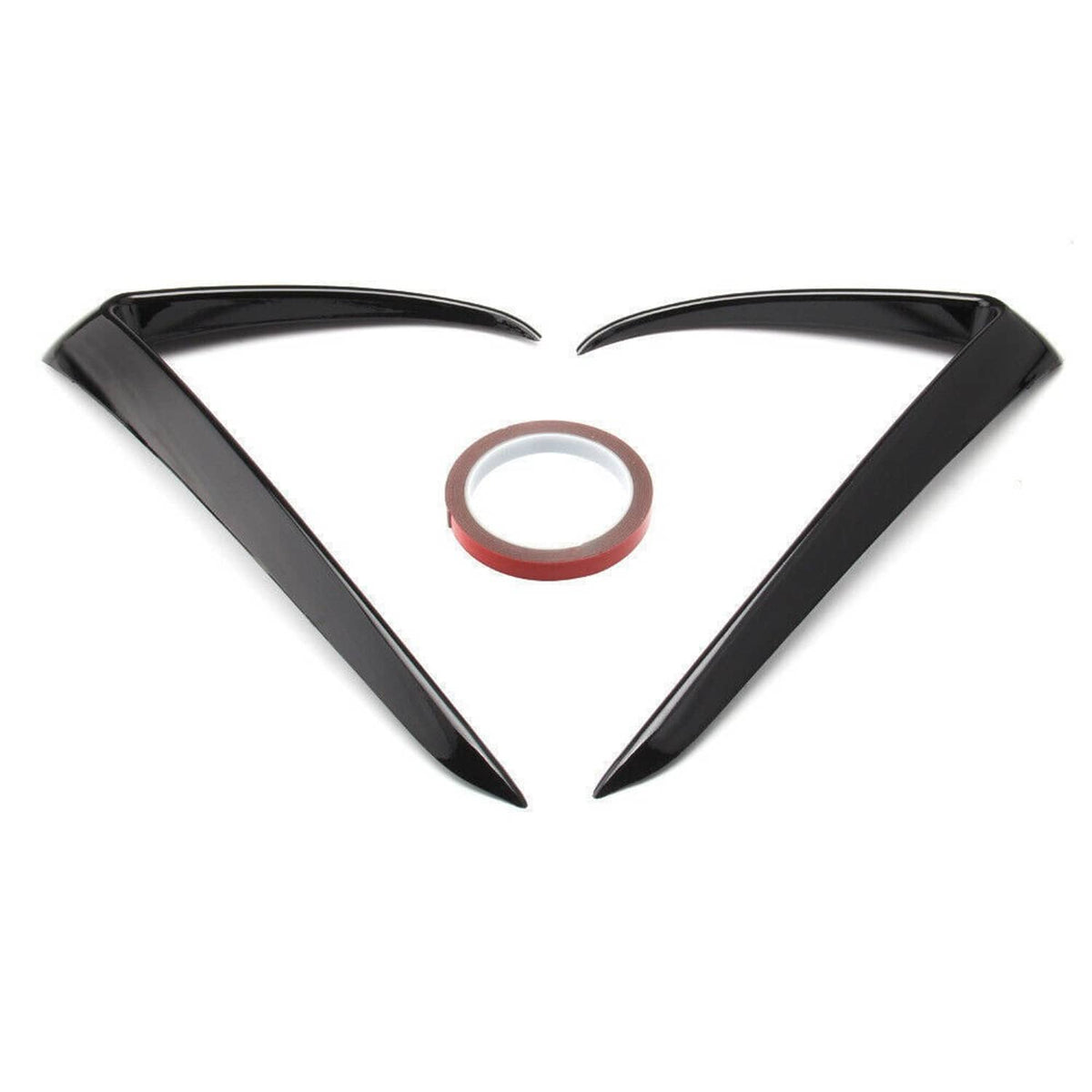 Gloss black fog light eyebrow cover trim set, curved triangular side pieces