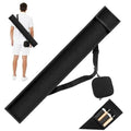 Black padded pool cue case with shoulder strap and small zip accessory pouch