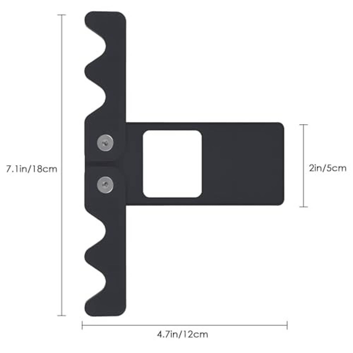 Black weighted pool cue holder with side claw slots and rectangular center opening