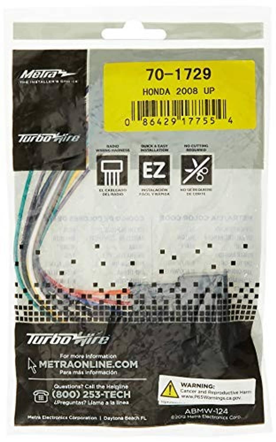 Car wiring harness kit blister package with part number 70-1729 label