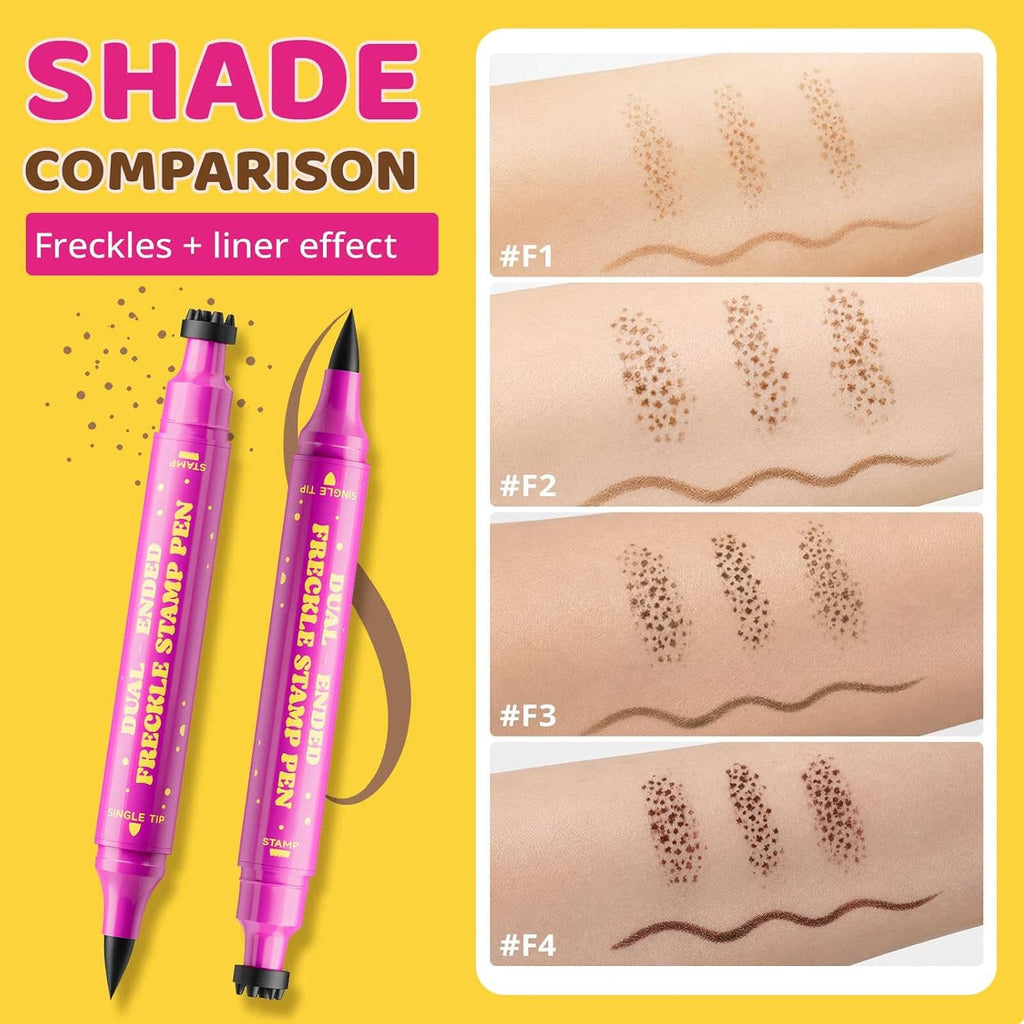 Freckle stamp pen shade comparison with dual-ended pen and swatch lines