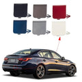 Red rear bumper tow hook cover cap with mounting tab and color swatch options
