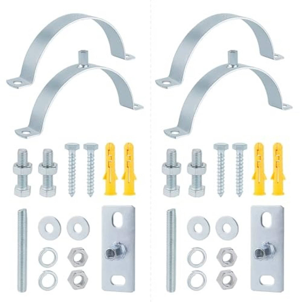 Pipe bracket hardware kit: galvanized rings, mounting plates, bolts, washers, nuts