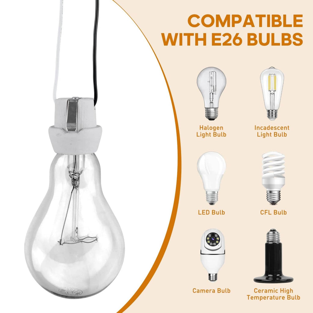Grey E26 porcelain lamp socket with attached lead wire