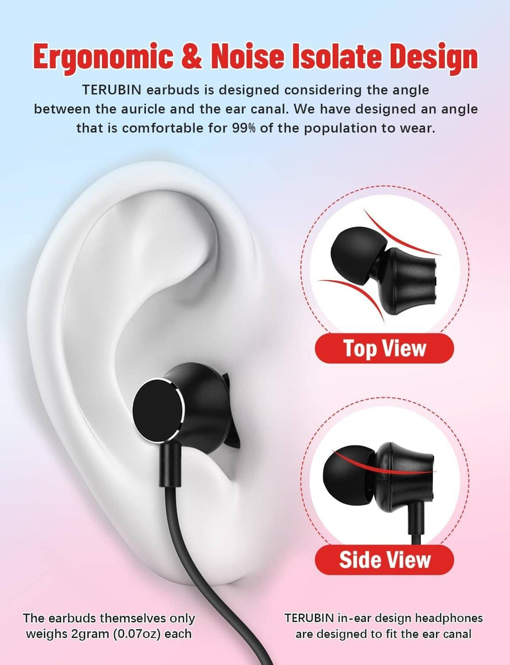 Black neckband earbuds with ergonomic curved ear fit and angled nozzle