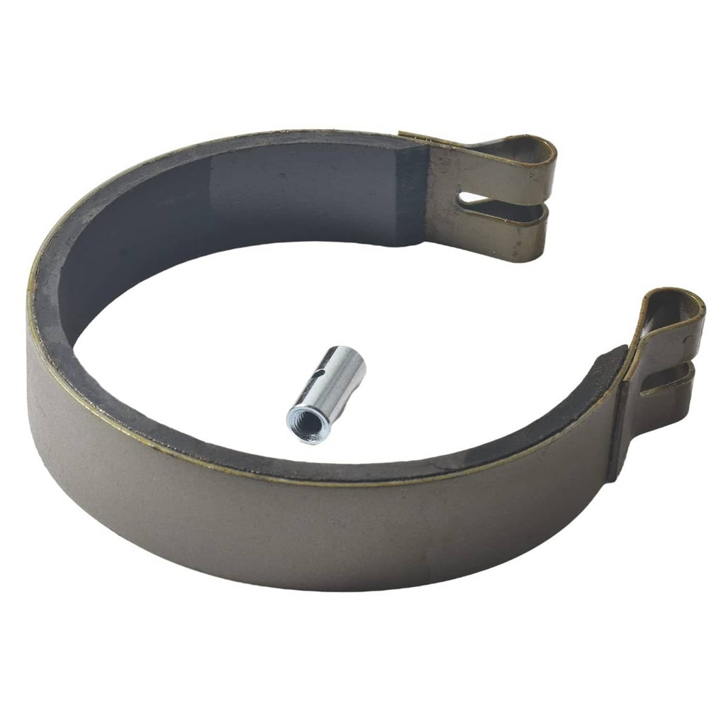 Mini bike brake band: dark rubber loop with two clips and centered mounting pin