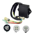 Ignition control box kit with wiring harness, connectors, and matching plug sockets