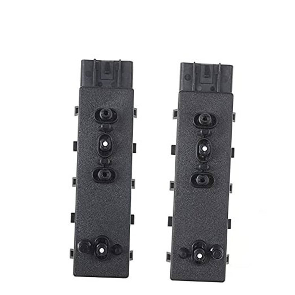 Car power seat control switch, dark gray panel with knob buttons and side terminals