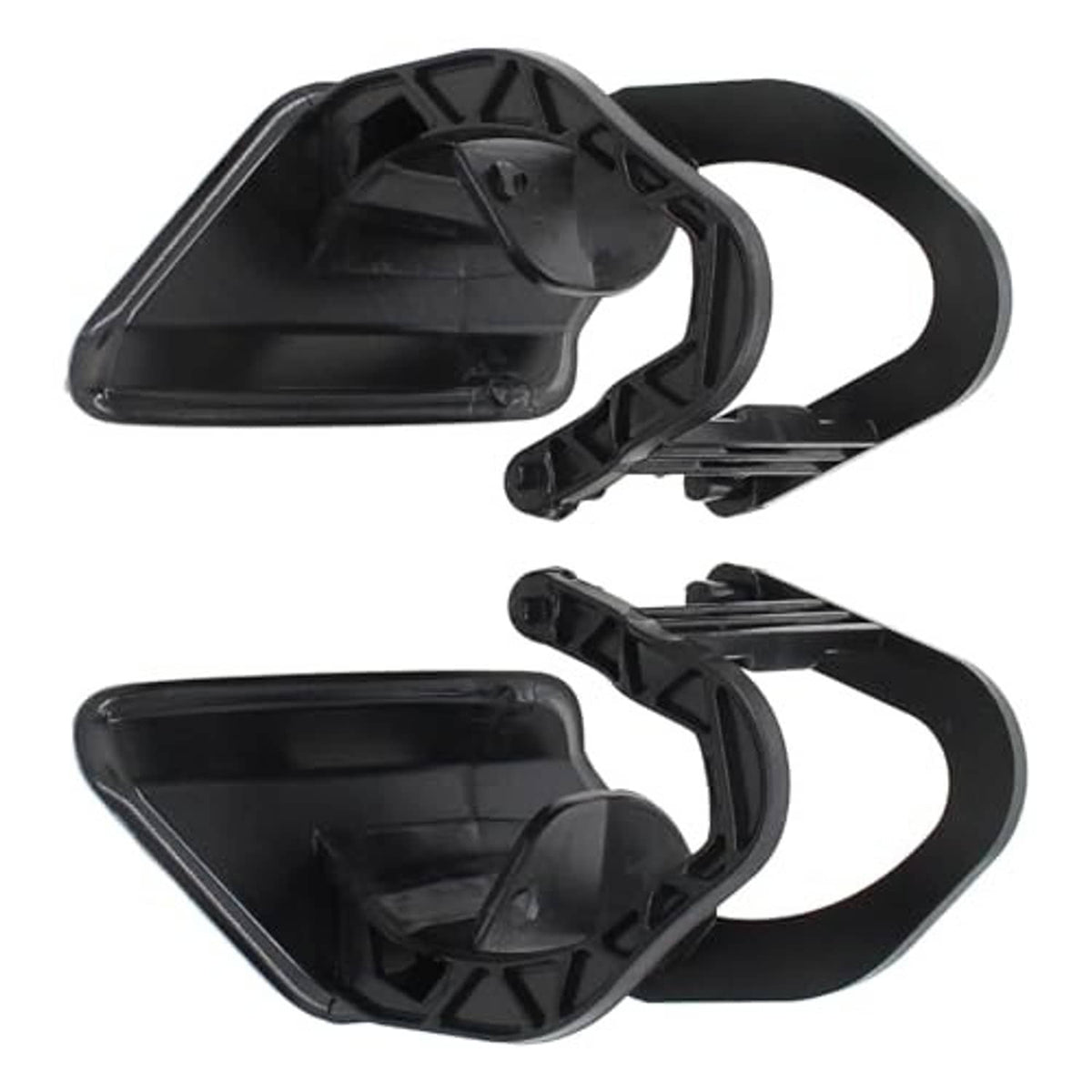 Black headlight washer nozzle caps set with internal housing and mounting arms