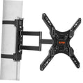 Black TV mount arm assembly with pillar bracket and VESA mounting holes