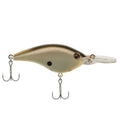 Fishing crankbait lure in honey shad color, clear lip, two treble hooks