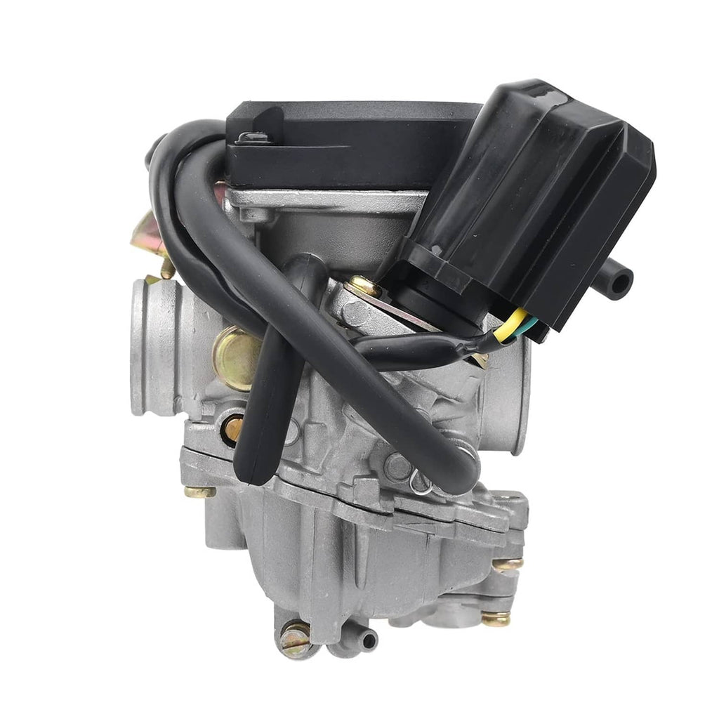 Scooter carburetor with black ignition cover and attached wiring harness