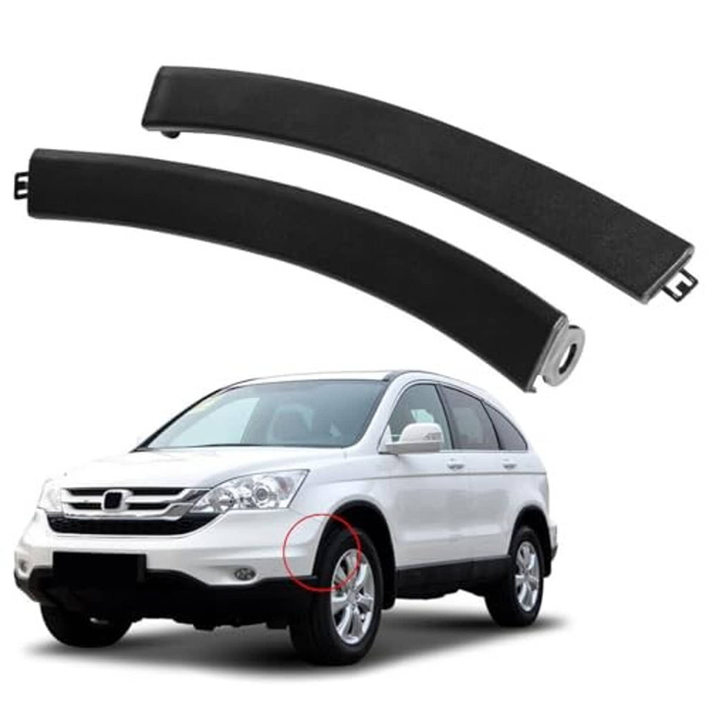 Black front bumper wheel fender molding trim filler kit, two curved strips with mounts