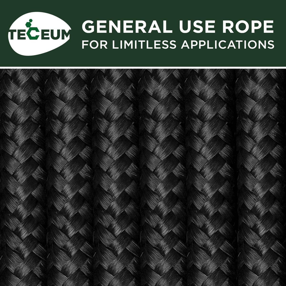 Close-up of black braided rope weave texture