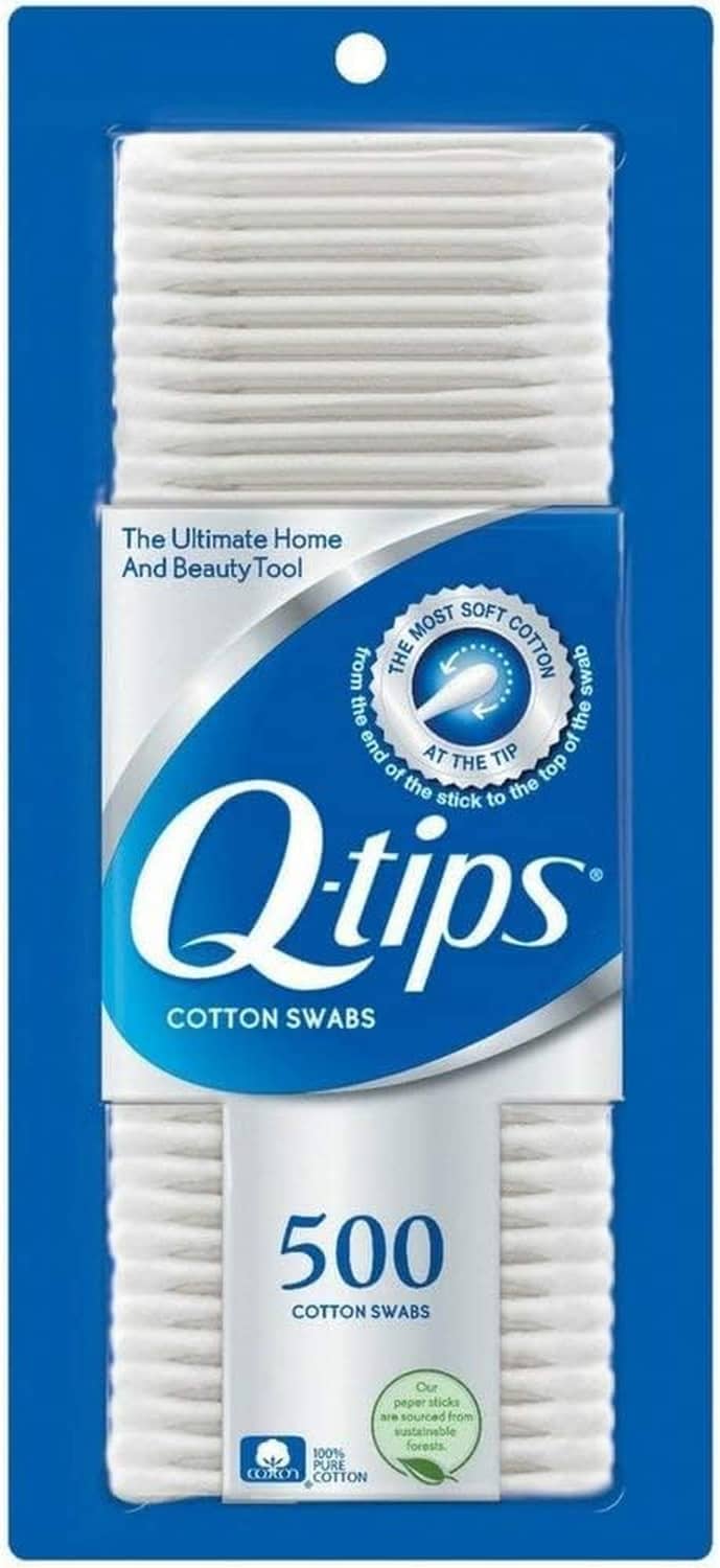 Q-tips cotton swabs with cotton tips, 500 count, single pack