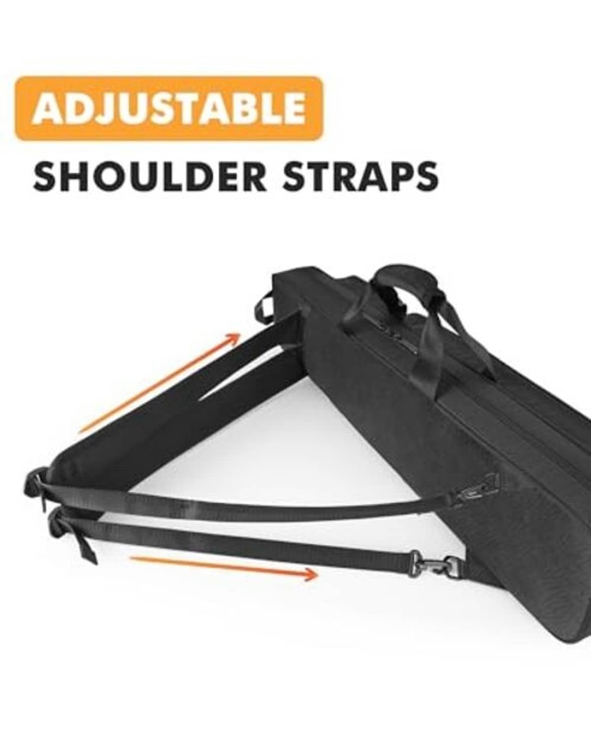 Black pool cue case with adjustable shoulder straps and reinforced webbing