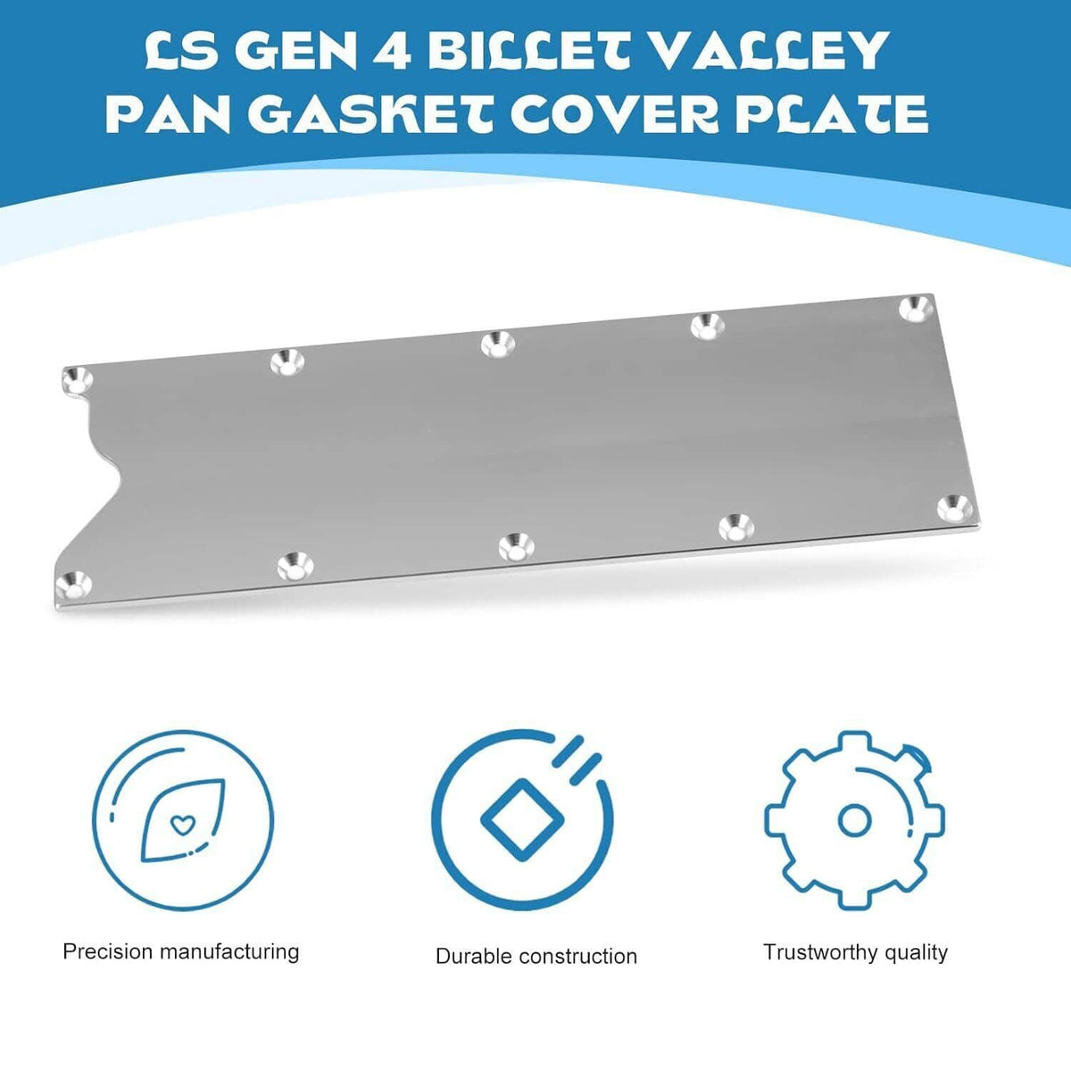 Billet aluminum valley pan gasket cover plate with mounting holes